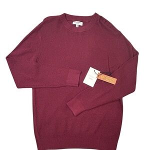 Precedent Men's Burgundy Waffle Knit Cashmere Blend Crewneck Sweater M NWT Berry